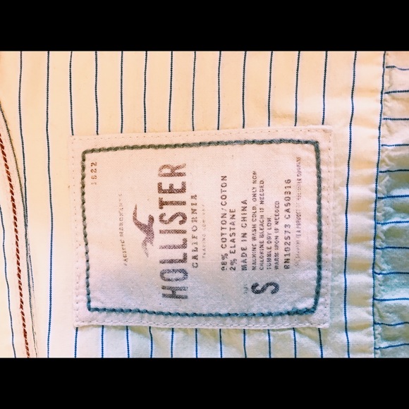 HOLLISTER sm button down, yellow with blue stripes - Picture 5 of 5